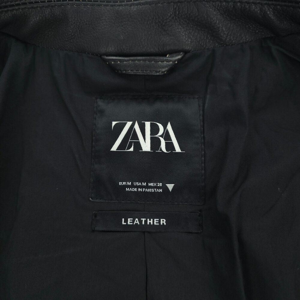 NEW Zara Genuine Leather Jacket Distressed Crop 90s Y2k Downtown Girl Clean Girl - Picture 2 of 13